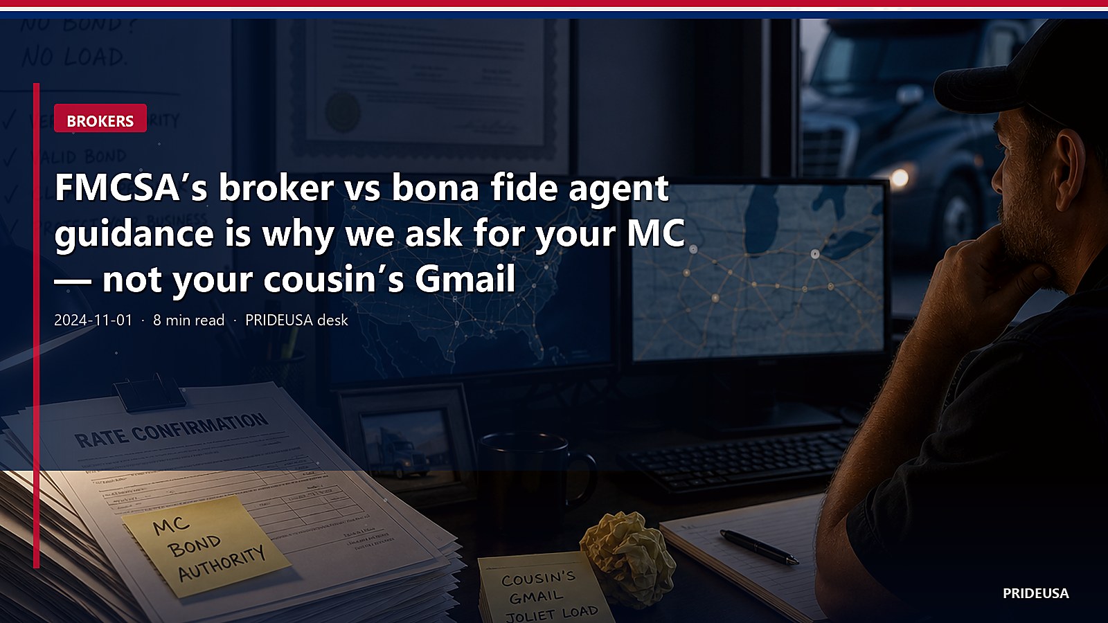 FMCSA’s broker vs bona fide agent guidance is why we ask for your MC — not your cousin’s Gmail