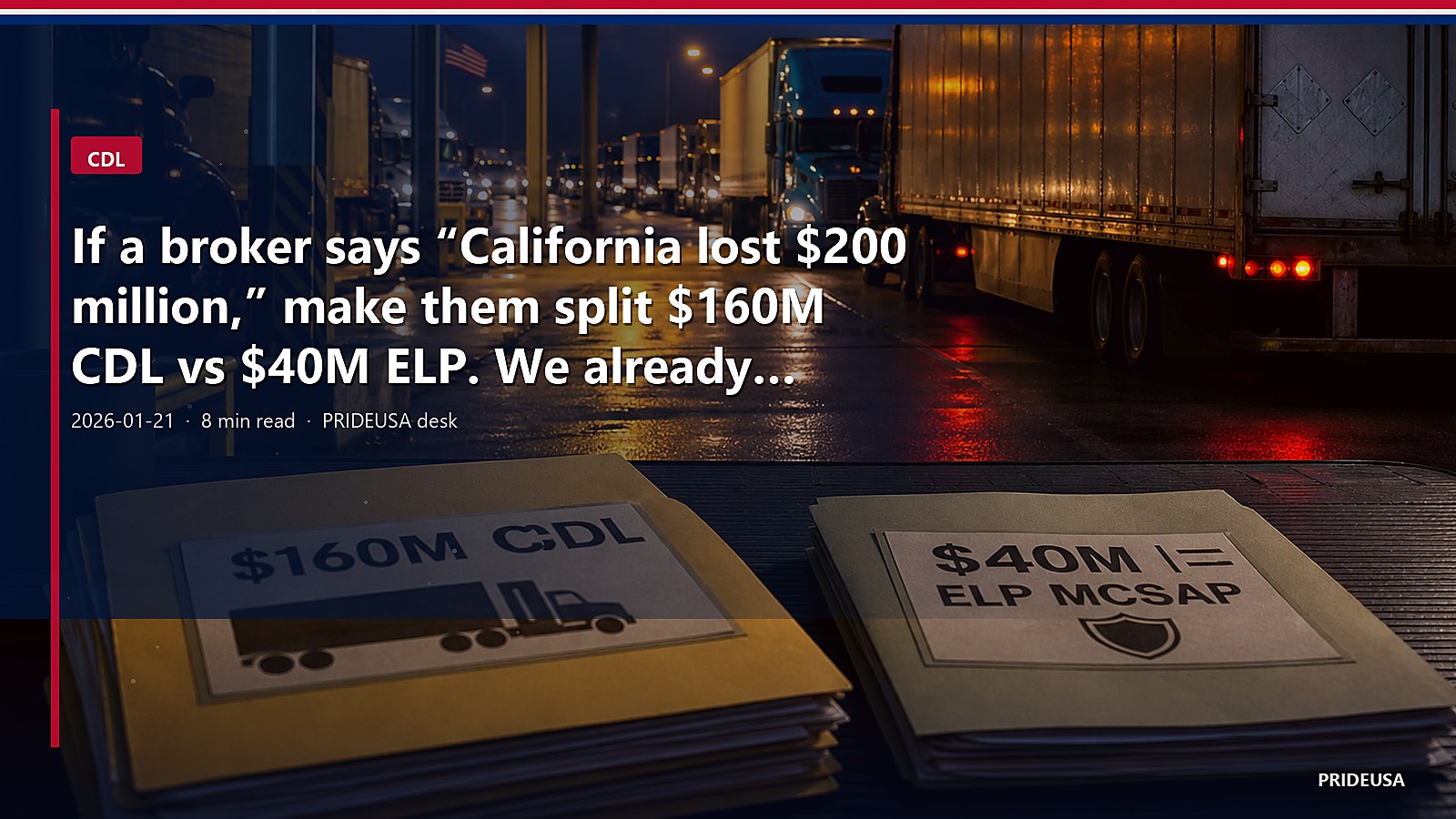 If a broker says “California lost $200 million,” make them split $160M CDL vs $40M ELP. We already wrote both chapters