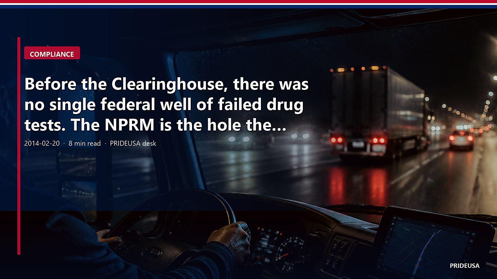 Before the Clearinghouse, there was no single federal well of failed drug tests. The NPRM is the hole the 2020 database filled
