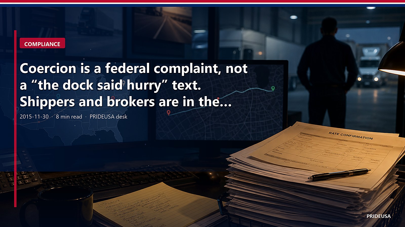 Coercion is a federal complaint, not a “the dock said hurry” text. Shippers and brokers are in the rule
