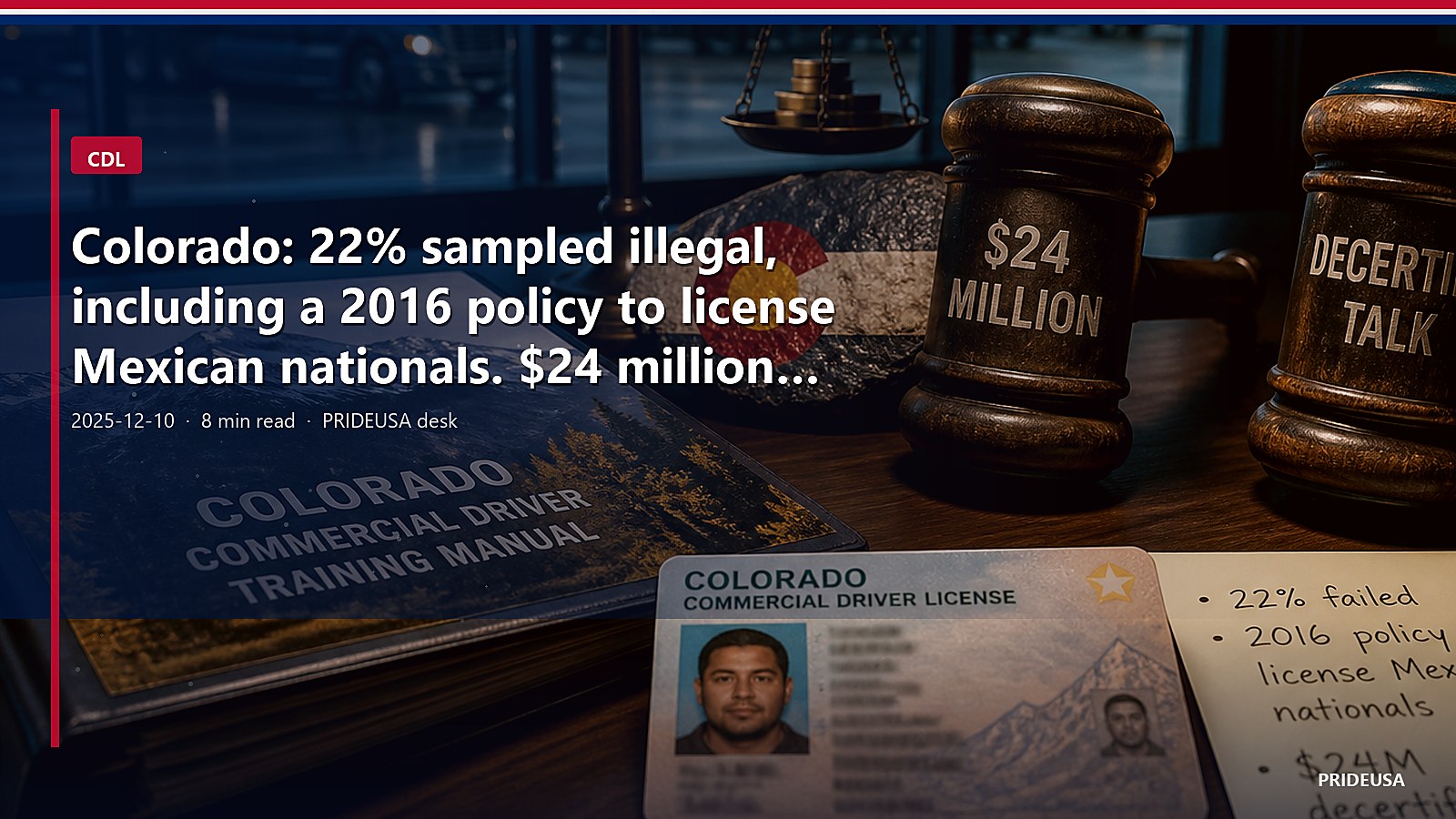 Colorado: 22% sampled illegal, including a 2016 policy to license Mexican nationals. $24 million and decertify talk