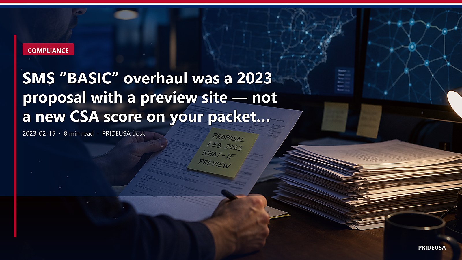 SMS “BASIC” overhaul was a 2023 proposal with a preview site — not a new CSA score on your packet this morning